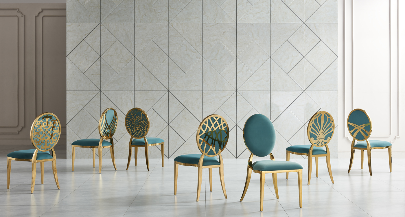 Eye-pleasing teal colored  stainless steel chair YA3509 Yumeya