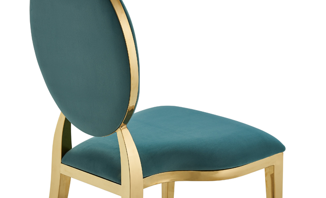 Eye-pleasing teal colored  stainless steel chair YA3509 Yumeya