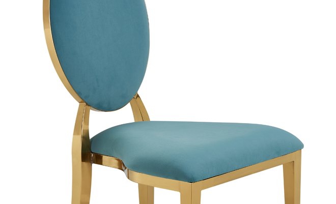 Eye-pleasing teal colored  stainless steel chair YA3509 Yumeya