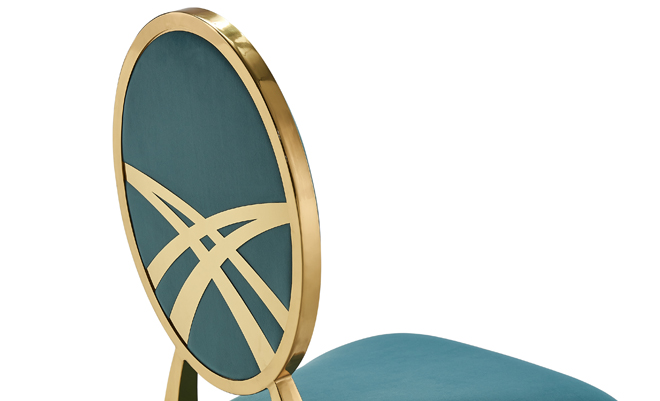 Eye-pleasing teal colored  stainless steel chair YA3509 Yumeya